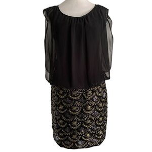 NEW Aidan Mattox Stitchfix 6 Black Metallic Sequin Sheer Quinten Cocktail Dress